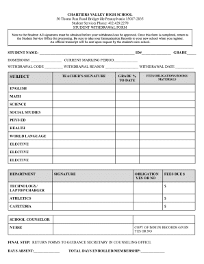 Student Withdrawal Form