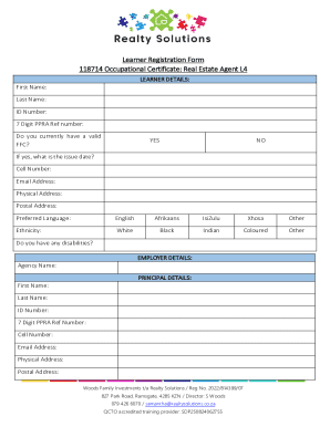 Learner Registration Form 118714 Occupational Certificate