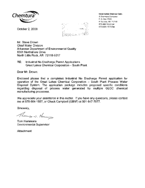 Industrial No Discharge Permit Application