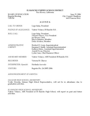 El Rancho Unified School District Board Meeting Agenda