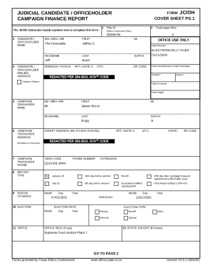 Judicial Candidate / Officeholder Campaign Finance Report