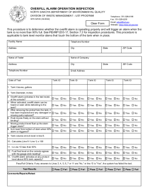 OVERFILL ALARM OPERATION INSPECTION