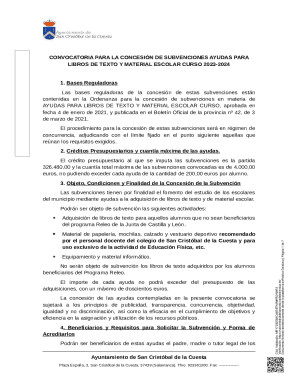 Bases reguladoras de ayudas para material escolar.
