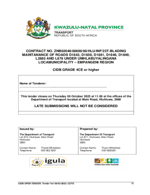 Tender Document for Road Maintenance