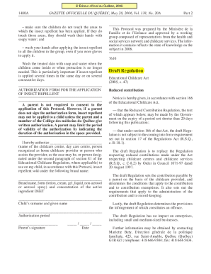 Authorization Form for the Application of Insect Repellent