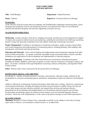 Field Biologist Department: Natural Resources ...