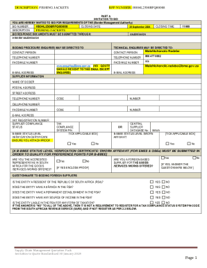 Fishing Jackets Bid Invitation