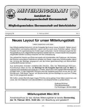 Neues Layout fr unser Mitteilungsblatt