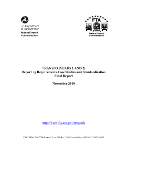 Transpo (years 1 and 2) Reporting Requirements Case Studies and Standardization