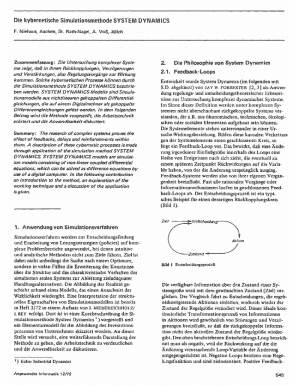 Die kybernetische Simulationsmethode SYSTEM DYNAMICS