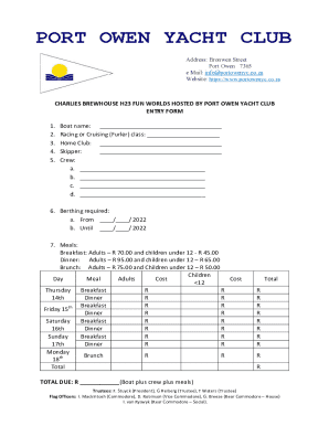 Charlie's Brewhouse H23 Fun Worlds Entry Form