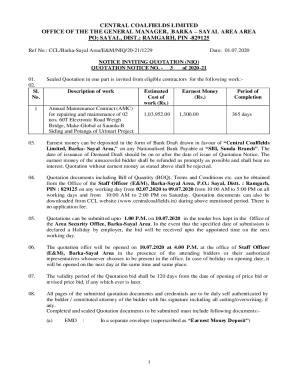 Notice Inviting Quotation (niq)