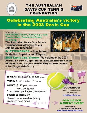 Australian Open Luncheon Booking Form