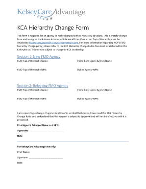 Kca Hierarchy Change Form