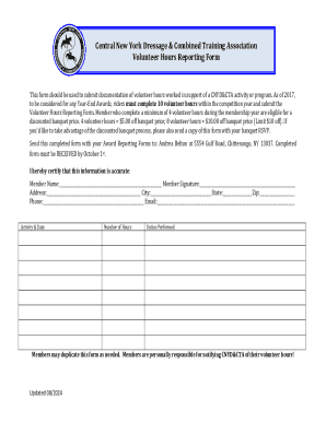 Volunteer Hours Reporting Form- Jr/YR Scholarship