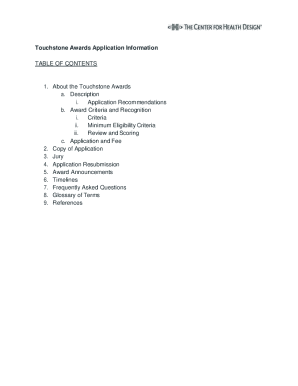 Touchstone Awards Application Information
