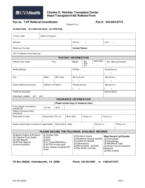Heart Transplant/vad Referral Form