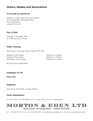 Orders, Medals and Decorations Auction Catalogue