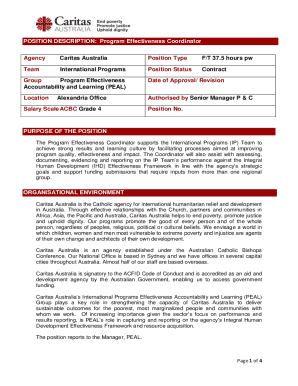 POSITION DESCRIPTION: Program Effectiveness Coordinator