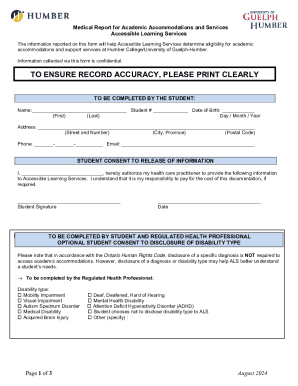 Medical Report for Academic Accommodations and Services