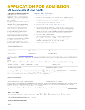 Uc Davis Master of Laws (ll.m.) Admission Application