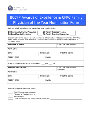 BCCFP Awards of Excellence &amp; CFPC Family Physician of the ...