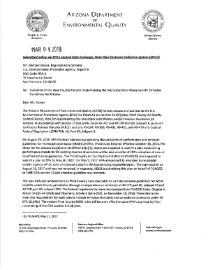 Pinal County Air Quality Control District Plan for Implementing the Municipal Solid Waste Landfill Emission Guidelines