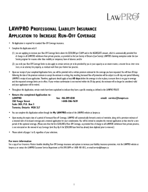 Lawpro Professional Liability Insurance Application
