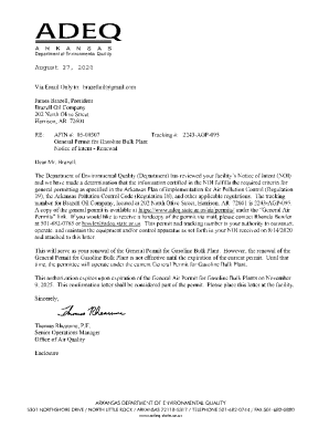 Notice of Intent for General Air Permit Renewal