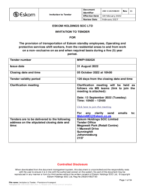 The provision of transportation of Eskom standby employees, Operating and