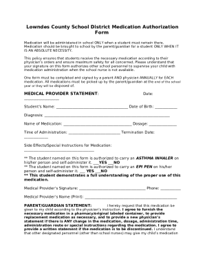 Medication Authorization Form