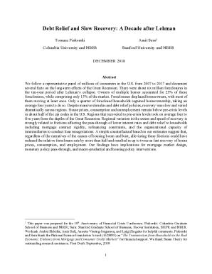 Debt Relief and Slow Recovery: a Decade After Lehman