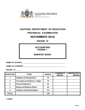 Accounting Paper 1 Answer Book