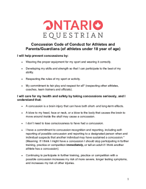 Concussion Code of Conduct for Athletes and Parents/guardians