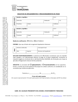 Solicitud aplazamiento y fraccionamiento de pago.