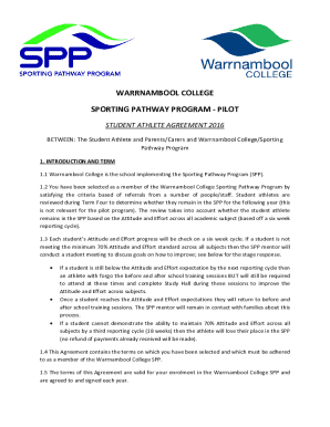 Student Athlete Agreement 2016