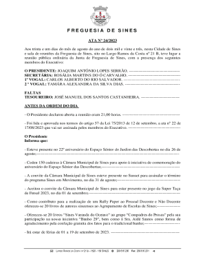 Aos trinta e um dias do ms de agosto do ano de dois mil e vinte e trs, nesta Cidade de Sines
