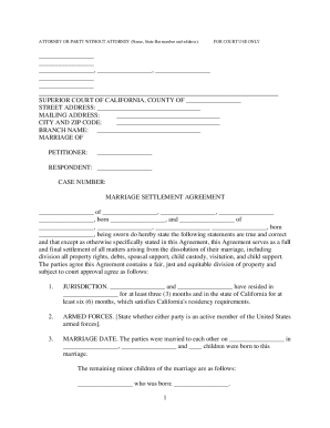 Marriage Settlement Agreement