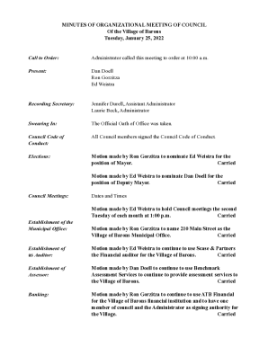 Minutes of Organizational Meeting