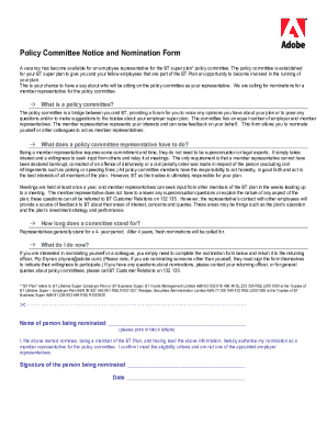 Policy Committee Notice and Nomination Form