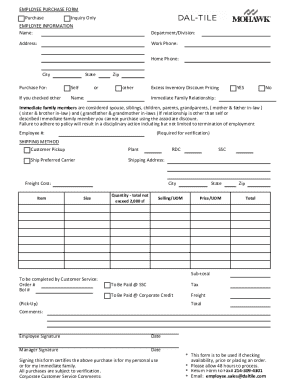 Employee Purchase Form