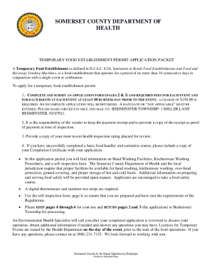 Temporary Food Establishment Permit Application Packet