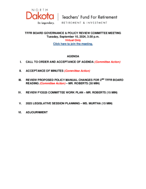 Tffr Board Governance & Policy Review Committee Meeting