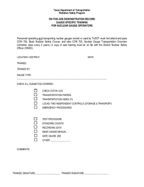 ON-THE-JOB DEMONSTRATION RECORD GAUGE ...