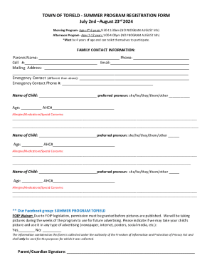 SUMMER PROGRAM REGISTRATION FORM July 2nd ...