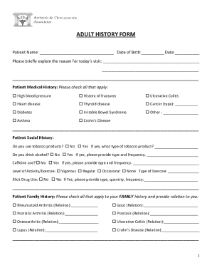 Adult Family History Form Date