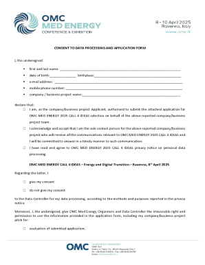 Consent to Data Processing and Application Form