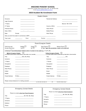 2023 Student Re-Enrolment Form