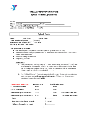 Ymca Space Rental Agreement