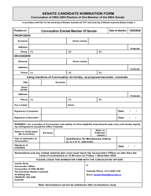 Senate Candidate Nomination Form